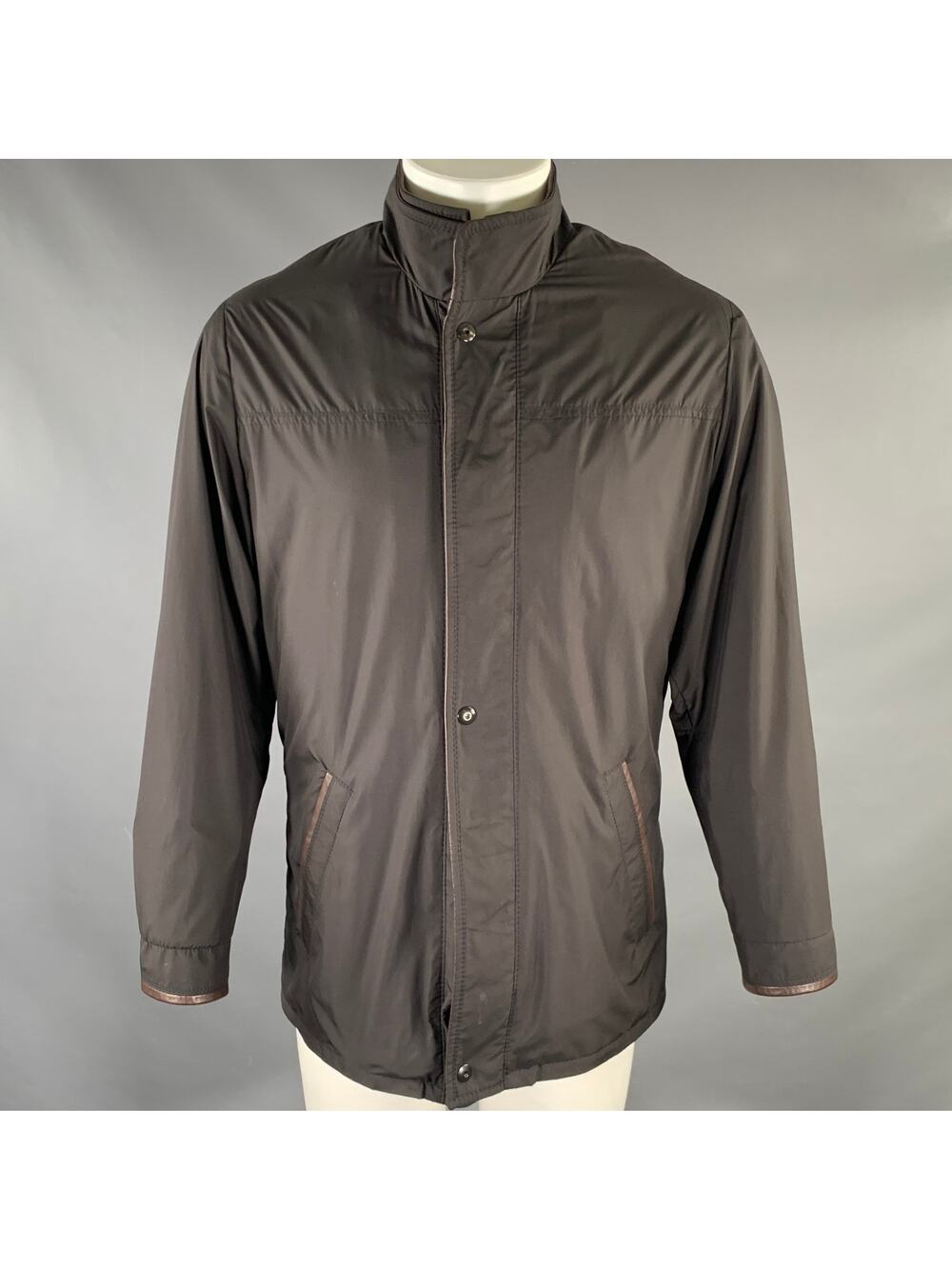 JOHNSTON MURPHY Size S Black Brown Cotton Polyurethane Zip Snaps Jacket